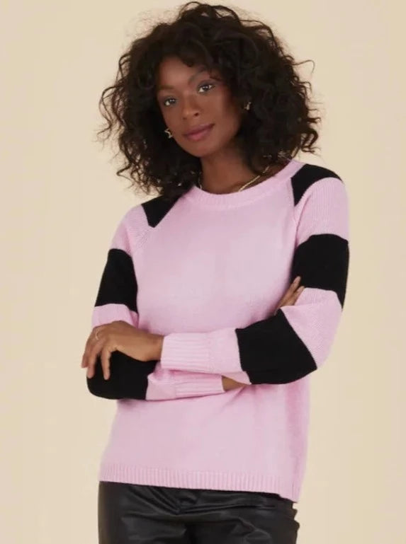 Cocoa Cashmere CHRISSIE Wide Stripe Sweater Baby Pink & Black - Sub Couture