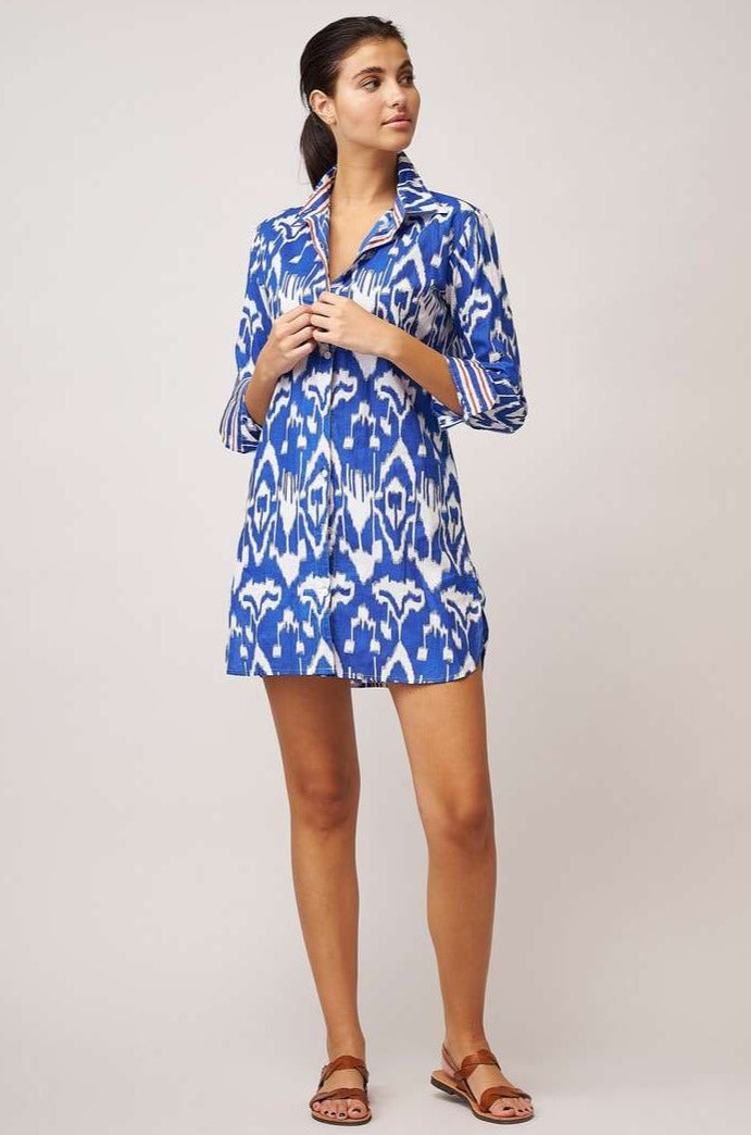 Dream Fashion CLAUDIA Ikat Shirt Tribakat Blue - Sub Couture