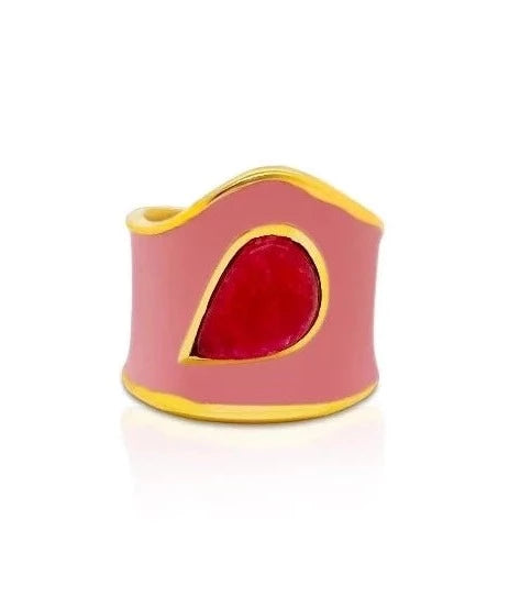 Gem Bazaar PINK FLAMINGO Ring Fuschia Chalcedony - Sub Couture