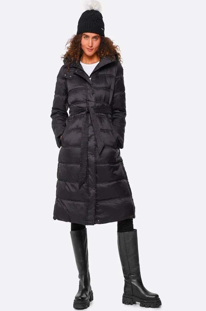 Rino & Pelle Women's Puffer Coat Fur Hood Black SALENA - Sub Couture